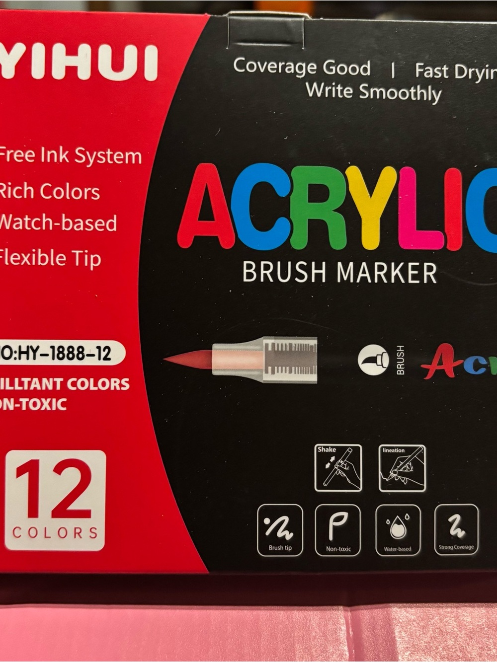 12 pack Acrylic Brush Markers - Multicolor
